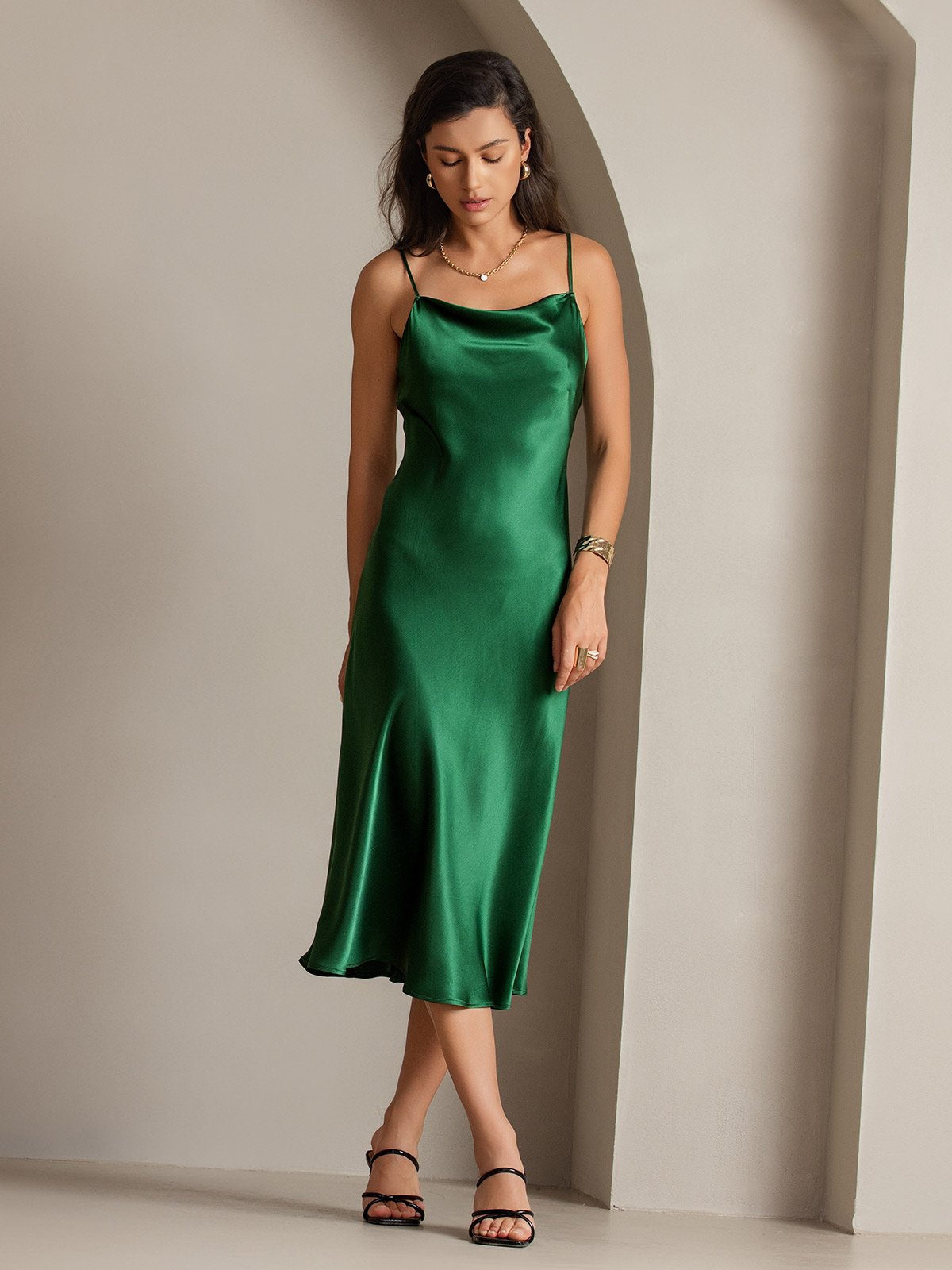 SERAPHINA - Long silk dress with adjustable straps for women