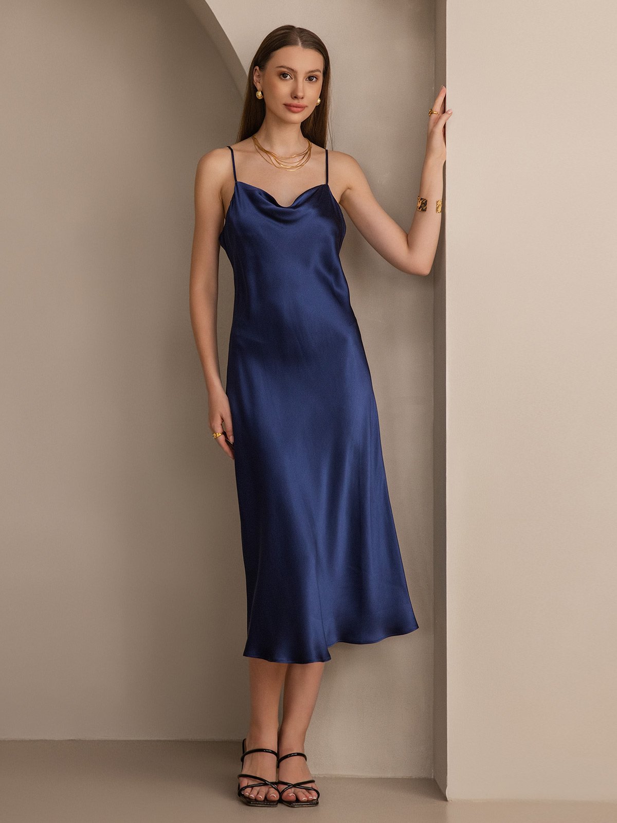 SERAPHINA - Long silk dress with adjustable straps for women