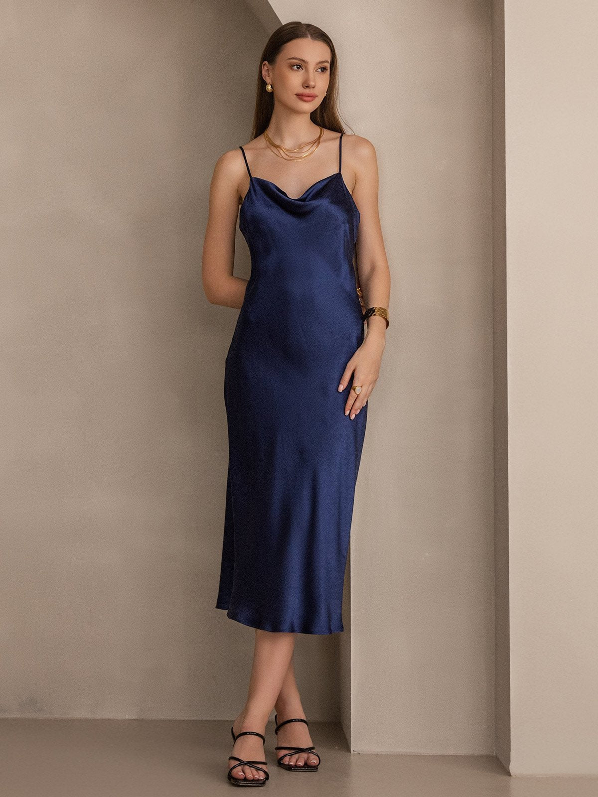 SERAPHINA - Long silk dress with adjustable straps for women