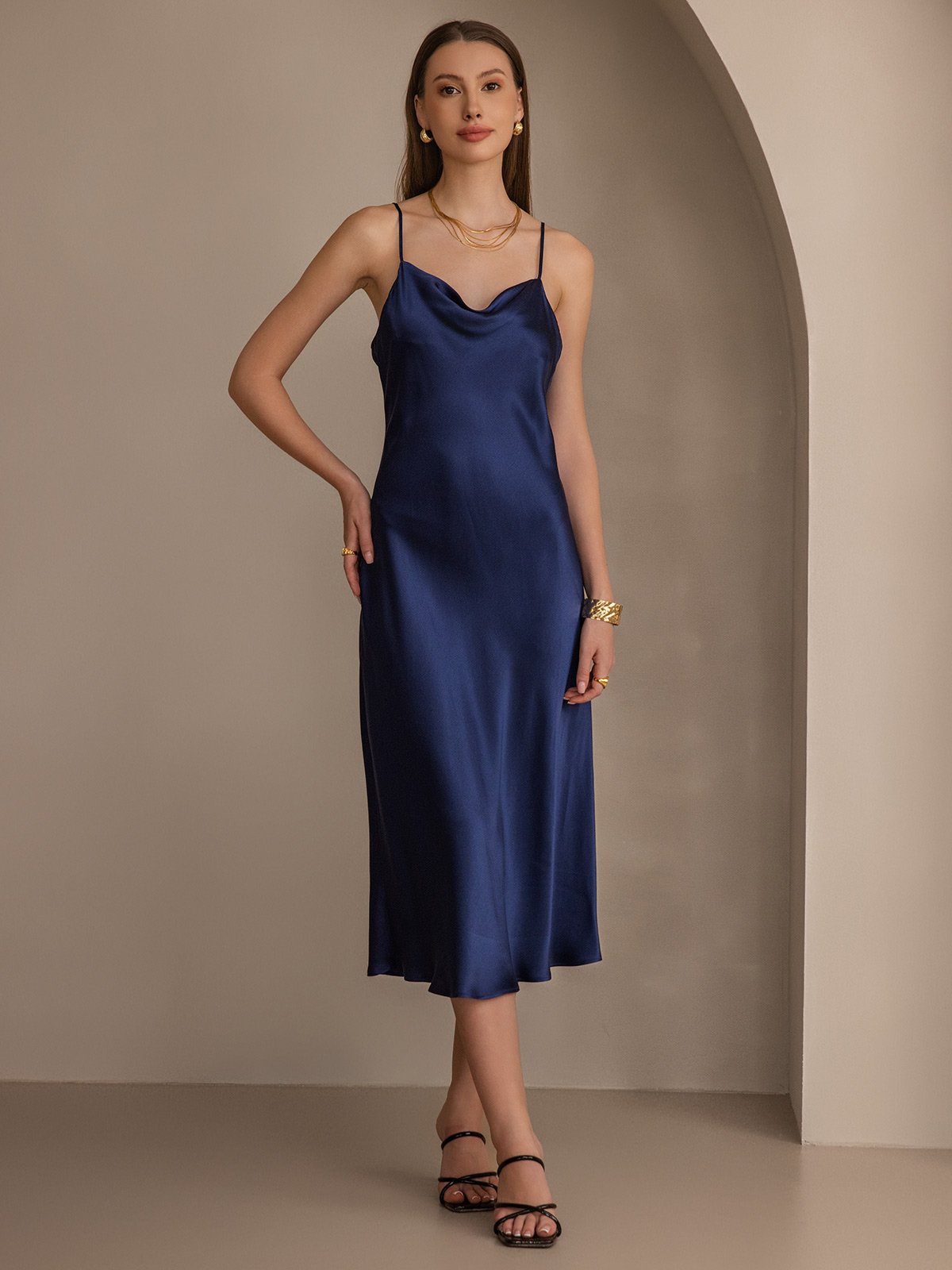 SERAPHINA - Long silk dress with adjustable straps for women