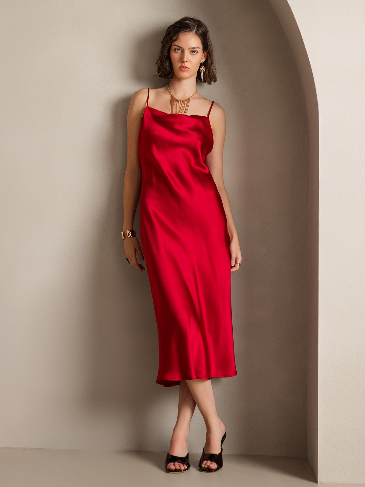 SERAPHINA - Long silk dress with adjustable straps for women