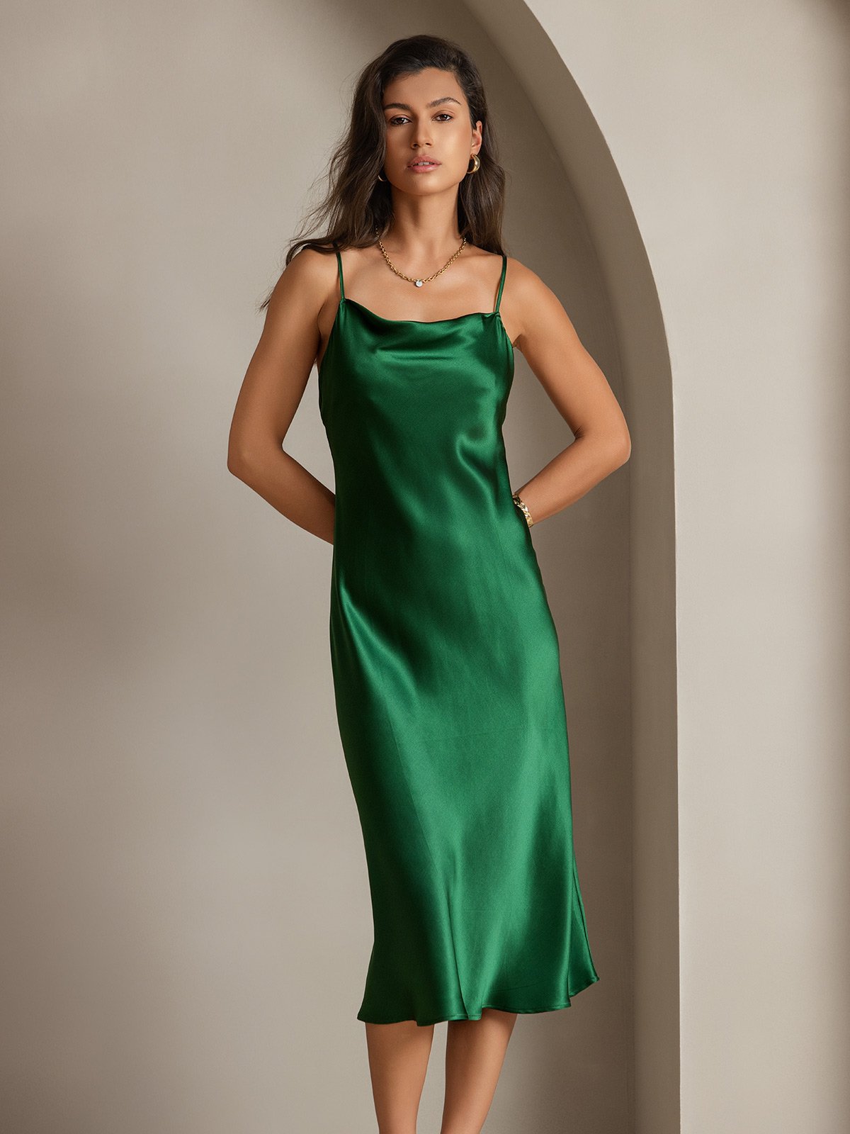 SERAPHINA - Long silk dress with adjustable straps for women