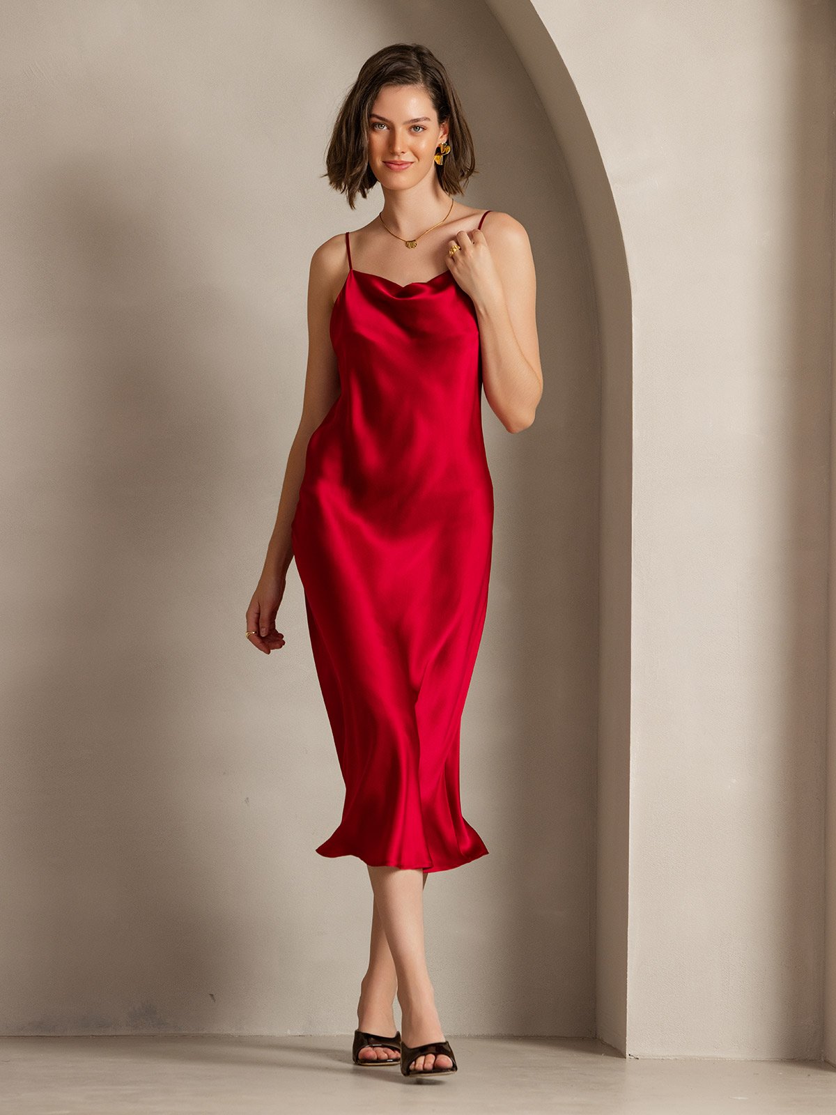 SERAPHINA - Long silk dress with adjustable straps for women