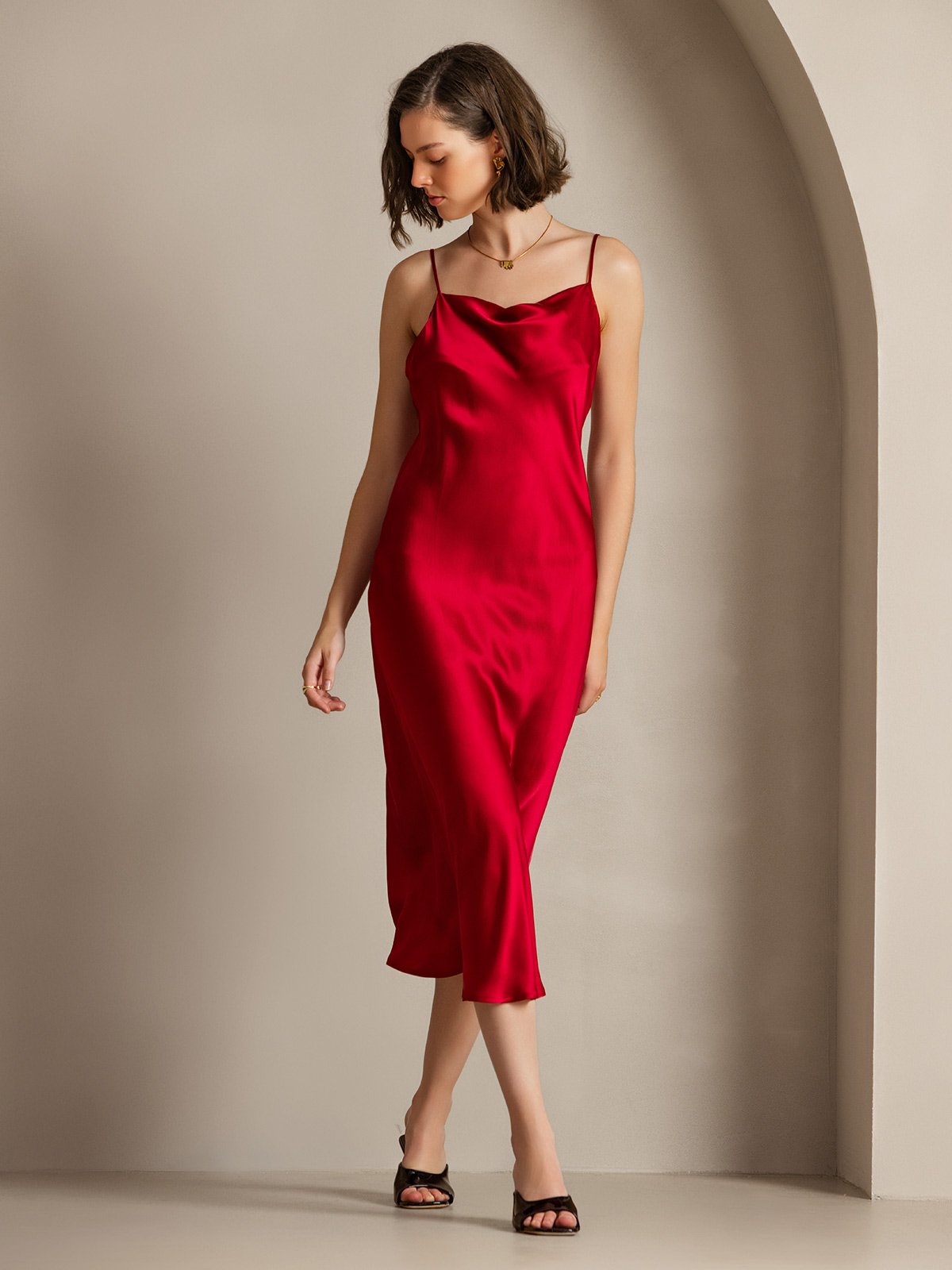 SERAPHINA - Long silk dress with adjustable straps for women