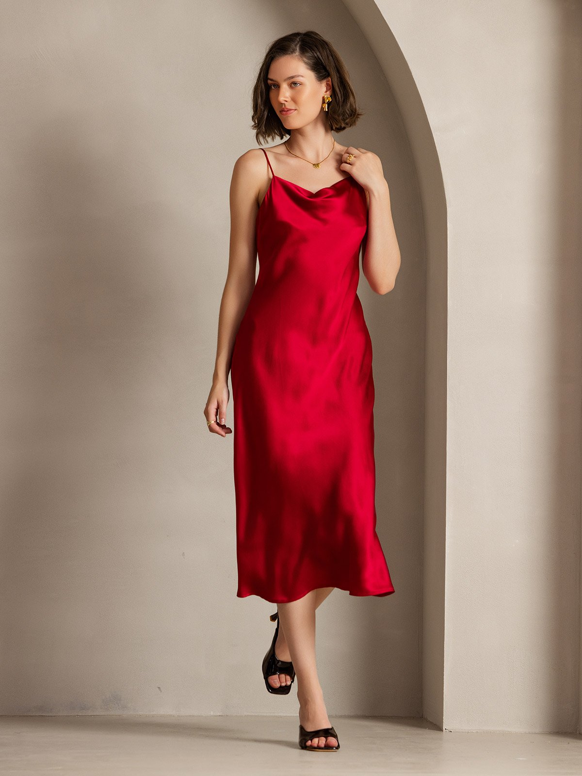 SERAPHINA - Long silk dress with adjustable straps for women